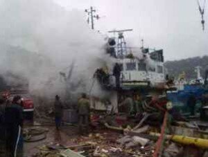 В Инкермане сгорело рыболовецкое судно